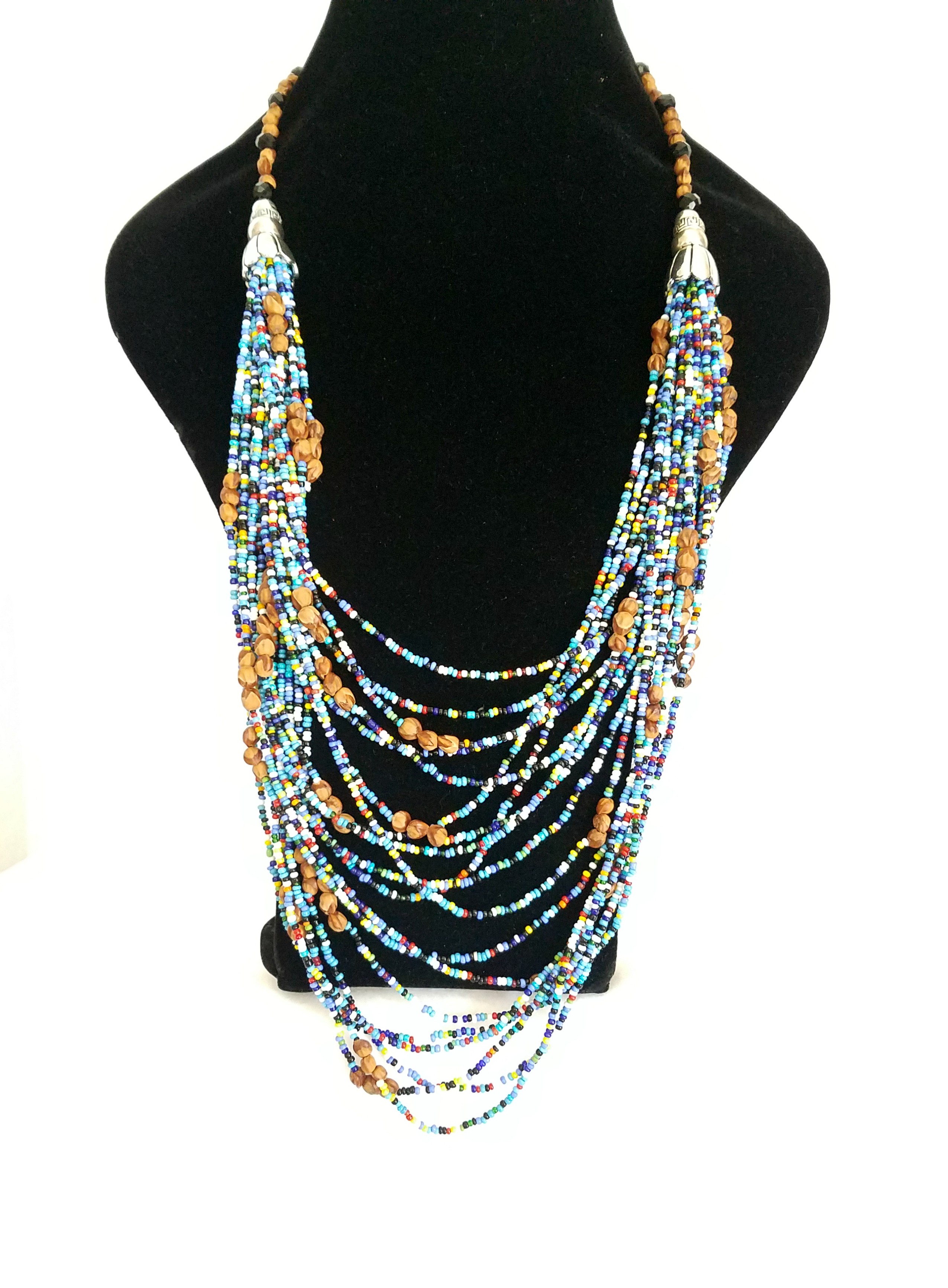 Colorful Multi Strand Ghost Bead Necklace